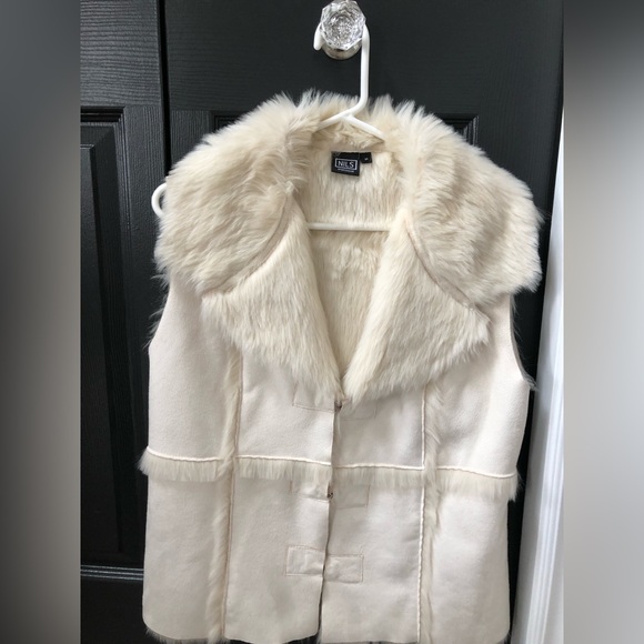 Vintage Nils cream suede and faux fur vest, size medium - Picture 1 of 5